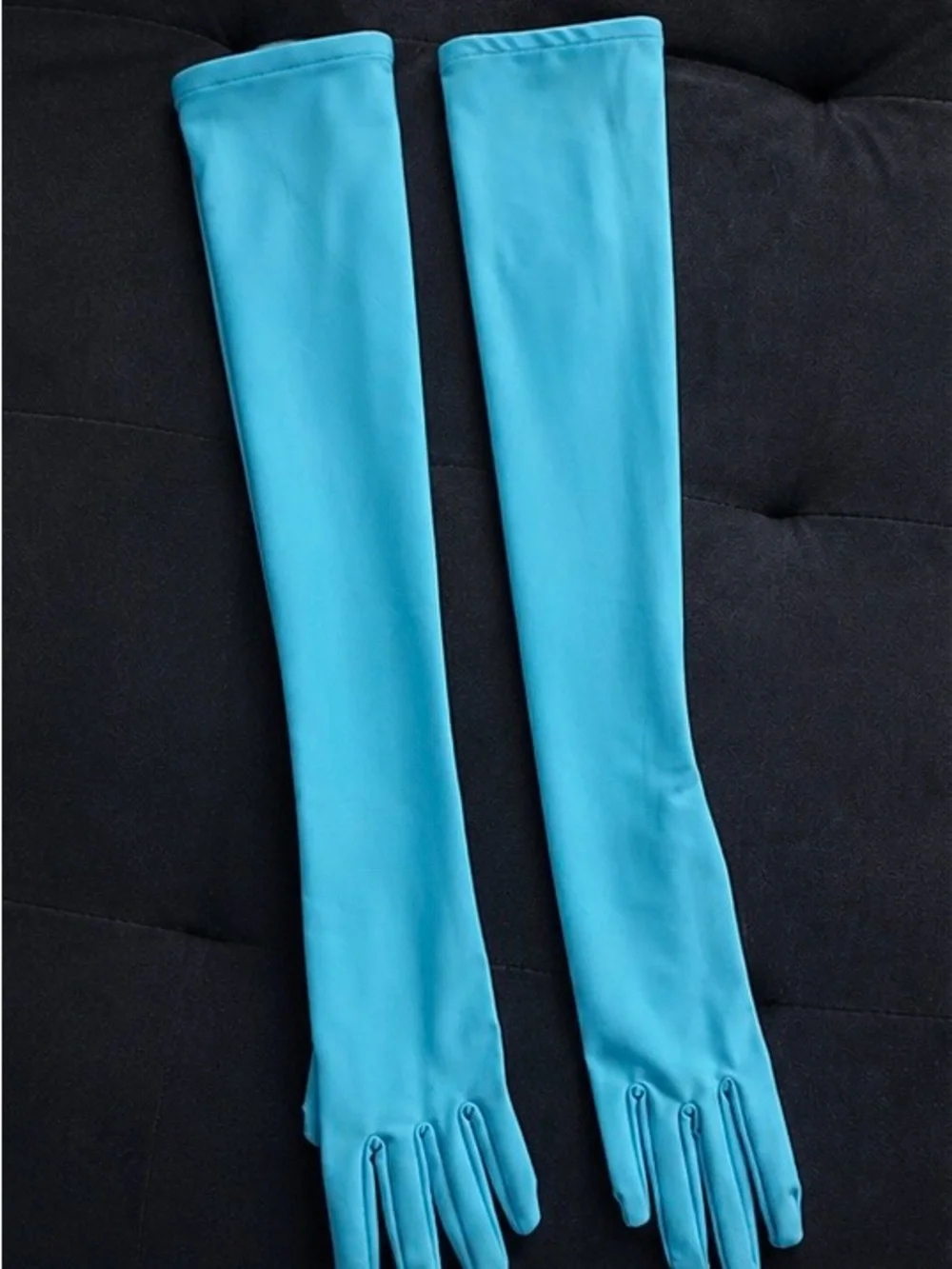 Balenciaga Bright Aqua Blue Satin Glove with Label